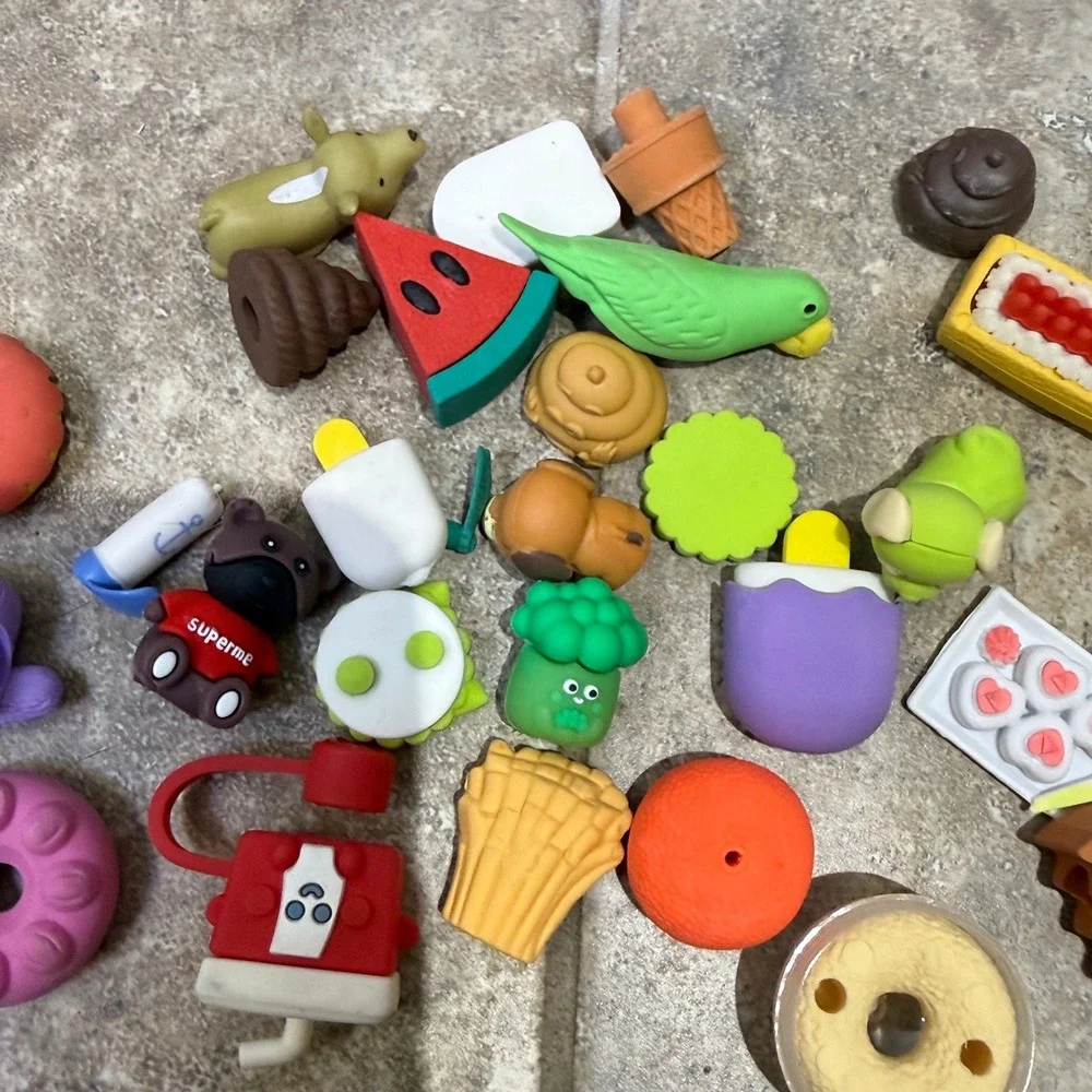 Novelty Mini Eraser Lot Food Animal Kawaii‎ School Party Favors Bulk Set